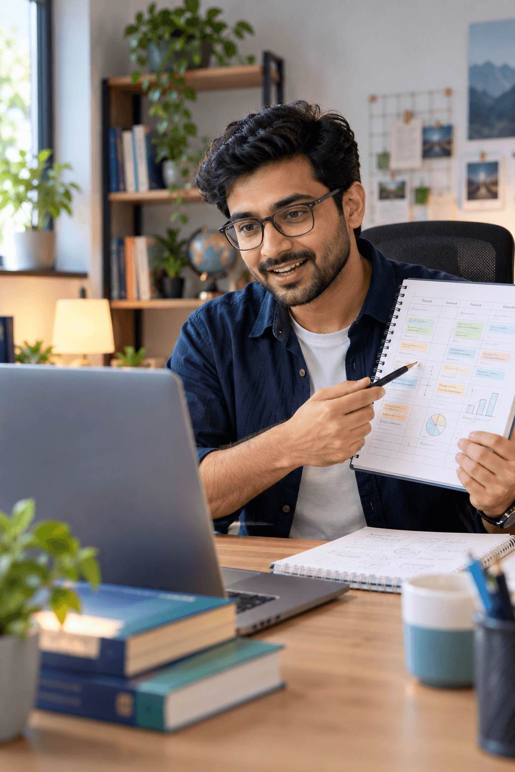 Online trainer showing a learner a weekly preparation plan